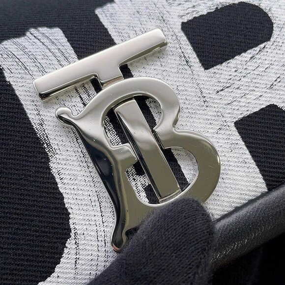 BURBERRY Roller ChainShoulder Canvas/Leather Black/White - Picture 9 of 14